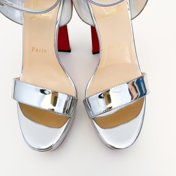 CHRISTIAN LOUBOUTIN Arkendisc Alta 130 metallic silver rainbow platform sandals - Picture 9 of 16
